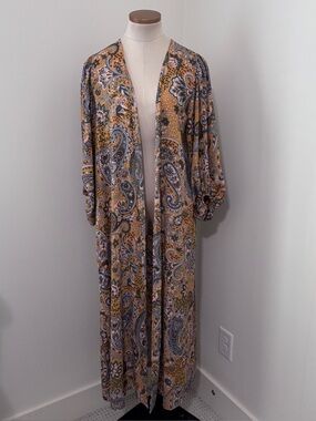Adrienne Small Full Length Duster Kimono ~ Floral Paisley Boho Bohemian Fesival